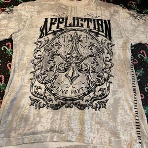 Affliction Men's White and Cream T-shirt
